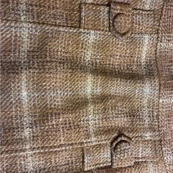 Warm Camel Plaid Tweed Wool Blend Mini Skirt• Size 0 Classic Heritage Academia - Picture 6 of 7
